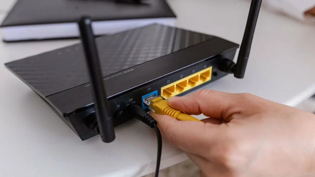 Connect ethernet cable to router to establish WiFi connection
