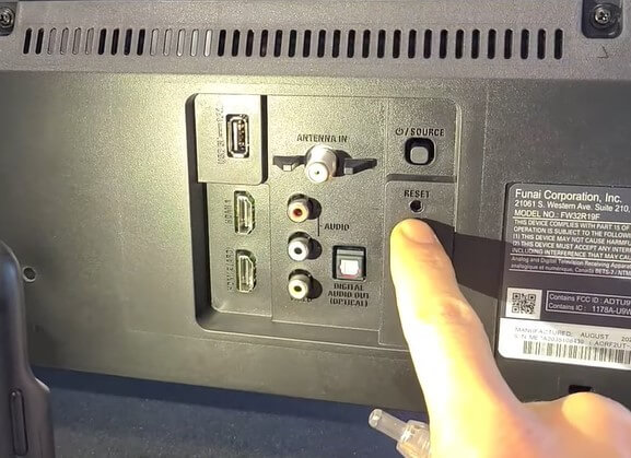 Reset button on Sanyo TV