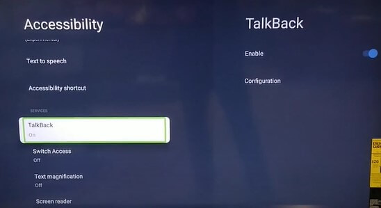 Choose TalkBack