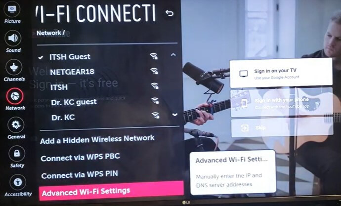 Select Advanced Wi-Fi Settings