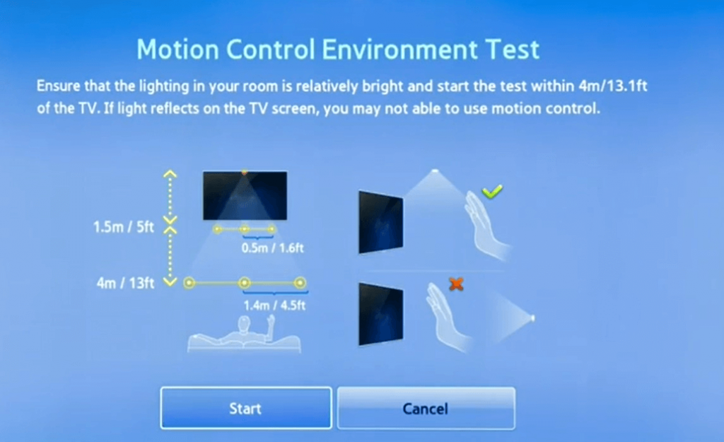 How to Access chart for motion control on Samsung TV. 