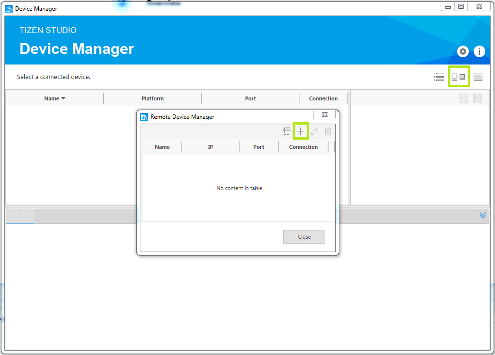 Remote Device Manager window