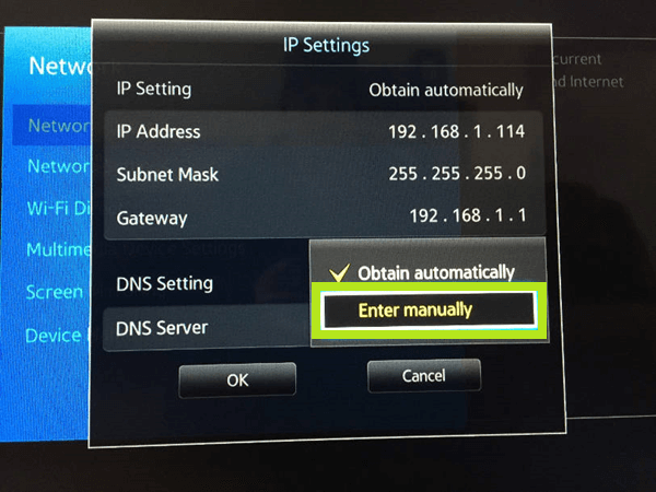 Change DNS Server and Fix Samsung TV Error Code 102