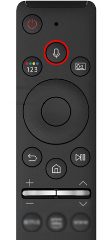 Press Mic/Bixby button on Samsung remote control