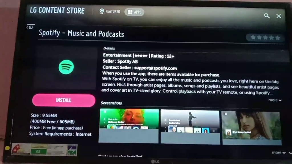 Install Spotify on LG TV
