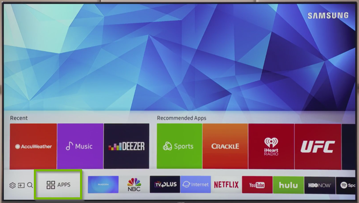 Select Apps to get TikTok on Samsung TV