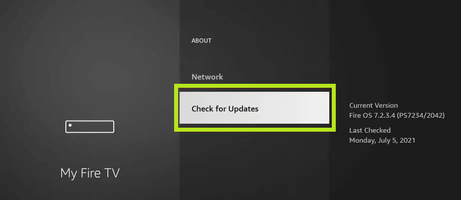 Check for new updates and install the update on your Fire TV. 