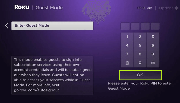 Enable Guest Mode on Roku TV Device