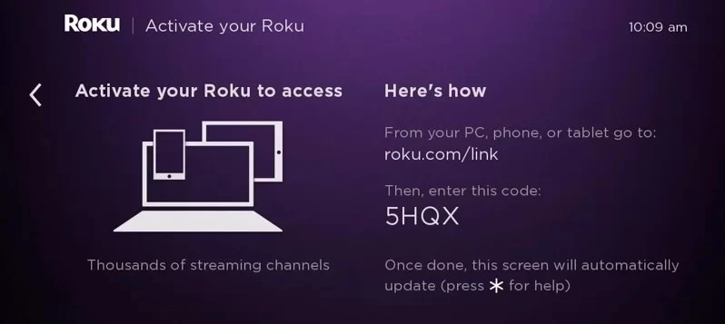 Activate your Roku page