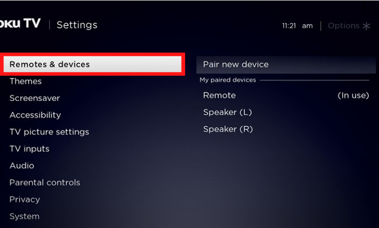 Select Remotes & devices to connect Bluetooth speaker to Roku TV