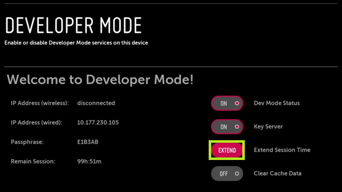 Extending Developer Mode Time