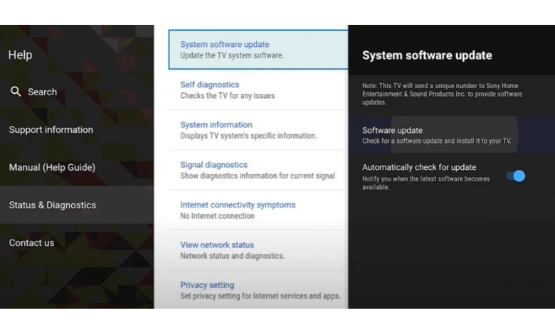 Click System Software Update and update your Sony TV
