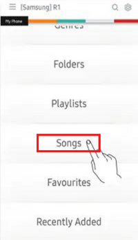 Click Songs to play on Samsung TV via Multiroom Link