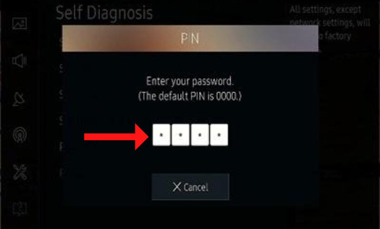 Enter the PIN to fix error code 155 on Samsung TV