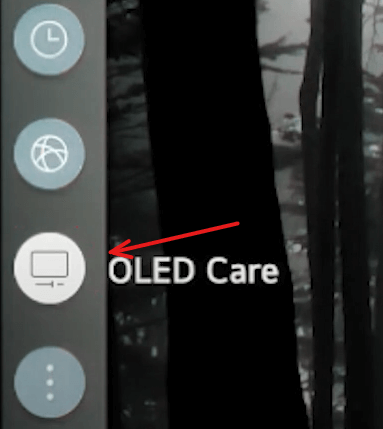 Navigate and select OLED Care option on Home screen