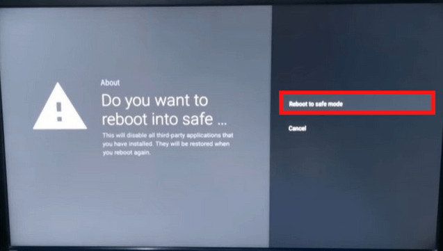 Select Reboot to safe mode