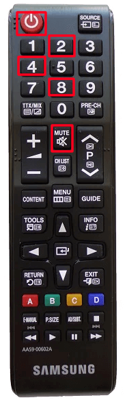 Press the remote key combination to reset your Samsung TV Password