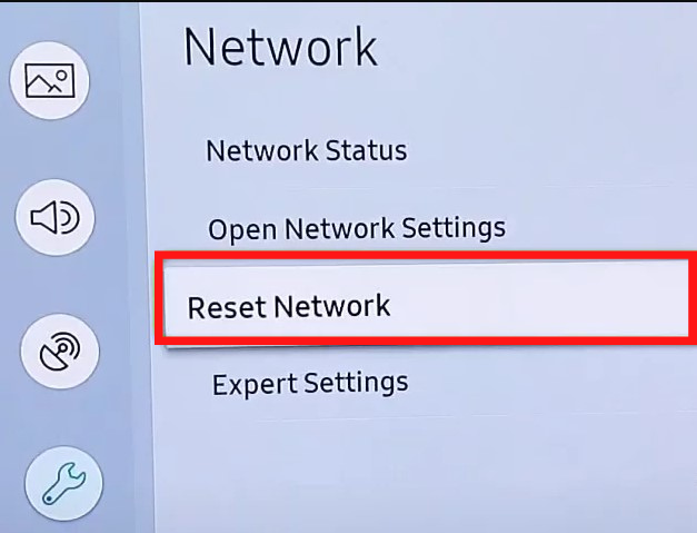 Click Reset Network to fix Unable to connect Samsung server error
