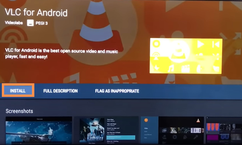 Click Install to get VLC on Sony TV