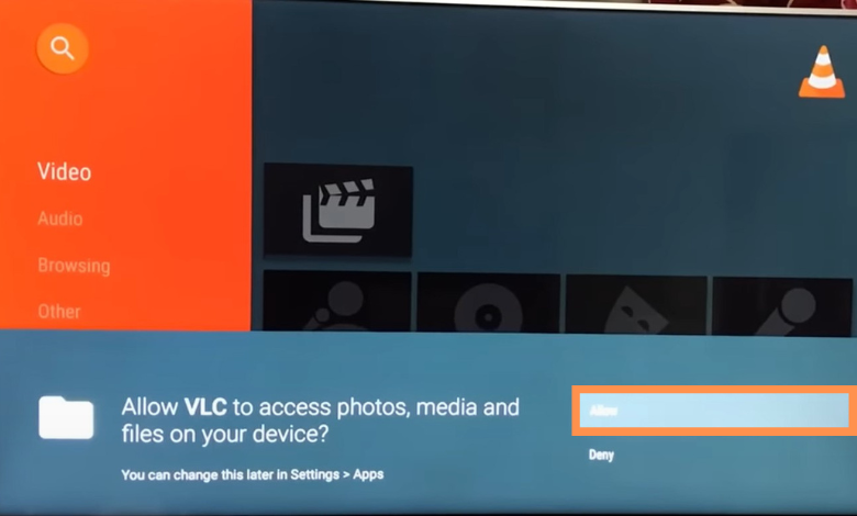 Select Allow to browse VLC on Sony TV