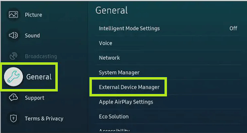 External Device Manager option. 