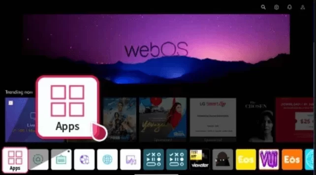 Click Apps to install BBC iPlayer on LG TV