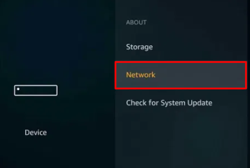 Navigate and select the Network option