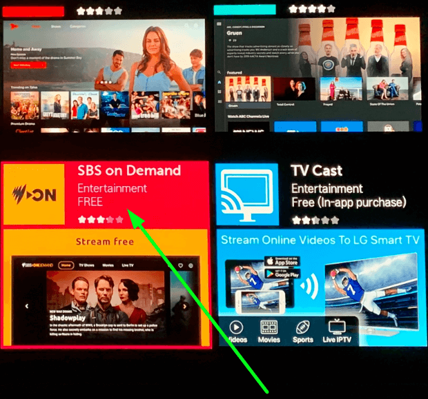 Select SBS on Demand app on LG TV Apps section