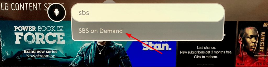 Select SBS on Demand app on LG TV content store