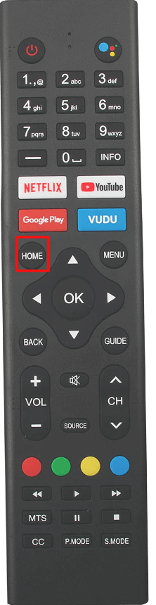 Press Home button to open Input settings on Sceptre TV
