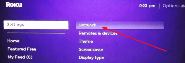 Select network option
