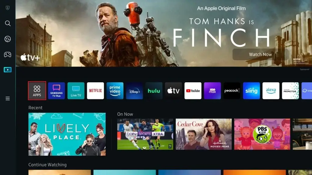Click Apps to install TOD on Samsung TV