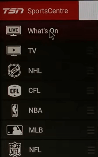 Select a category and watch TSN contents on Fire TV