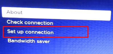 Select Set Up connection to connect WiFi to JVC Roku TV