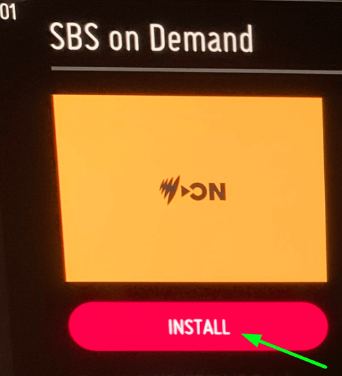 Click Install button to add SBS on Demand app on LG TV
