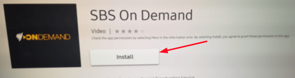 Click Install button to add SBS on Demand app on your Samsung TV