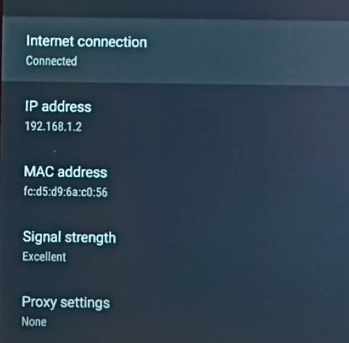 Click on Internet provider name and see the IP address on Hisense Smart TV