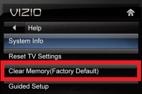 Click Clear Memory (Factory Default)