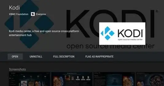 Click Open to launch Kodi on Panasonic TV