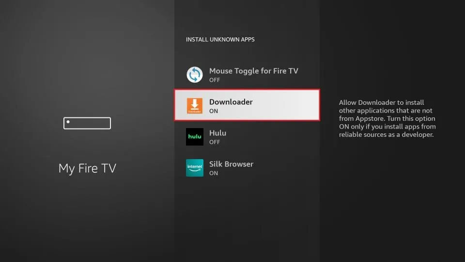  Turn on Downloader to install Kodi on TCL Fire TV