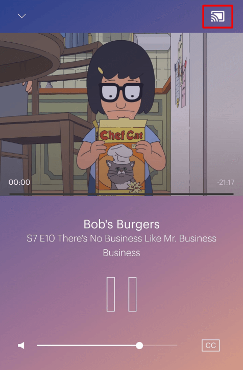 Cast icon on the Hulu app