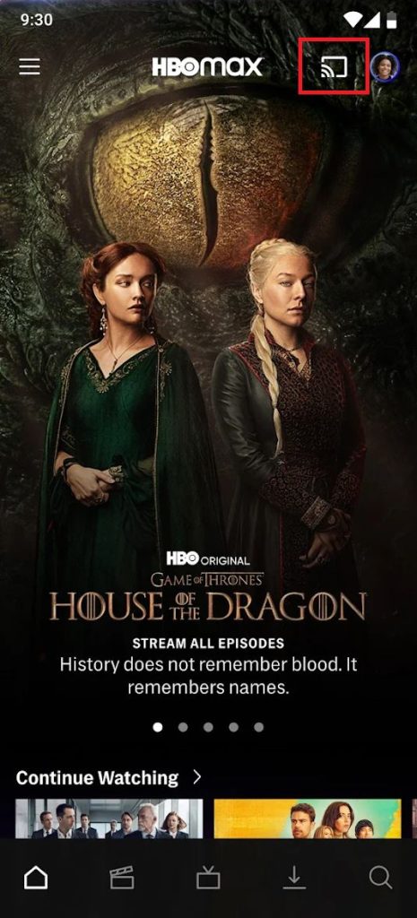 Cast the HBO Max app