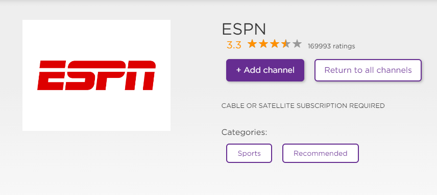 Add ESPN channel on Roku TV