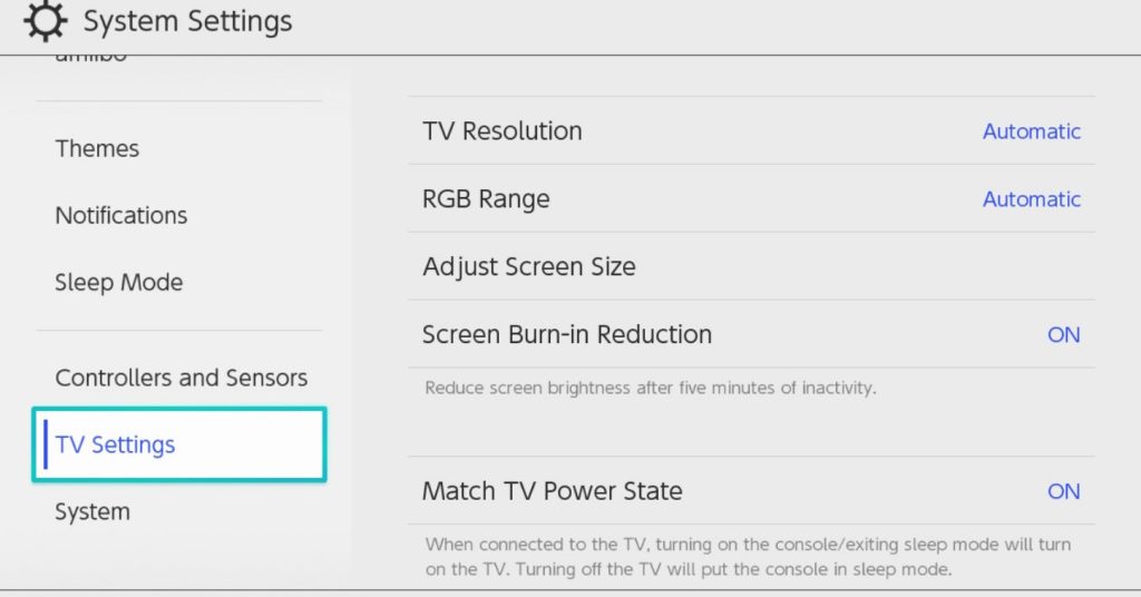 Click Match TV Power State