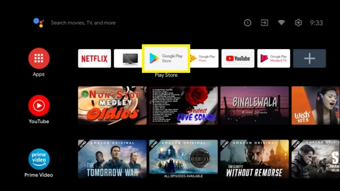 Open Play Store on Toshiba Android TV