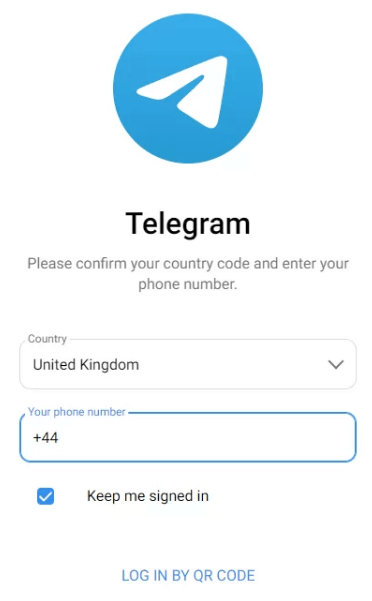 Enter Telegram registered mobile number