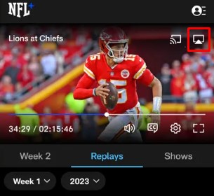 Click the AirPlay icon in the NFL app