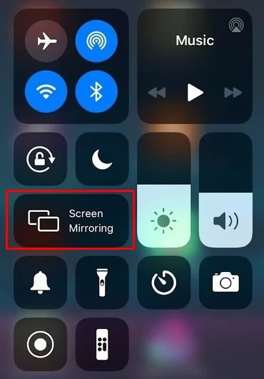 Click Screen Mirroring on iPhone's Control Center 