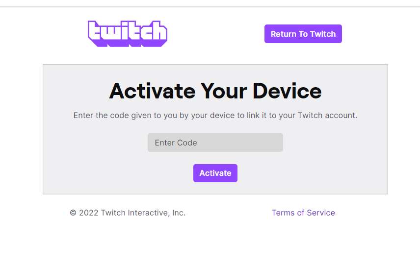 Enter the code to activate Twitch on Panasonic Smart TV