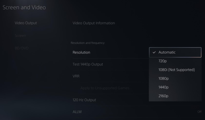 Change resolution on PlayStation to fix Invalid Format error on LG TV